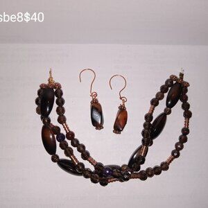 triple stranded bracelet matching earrings